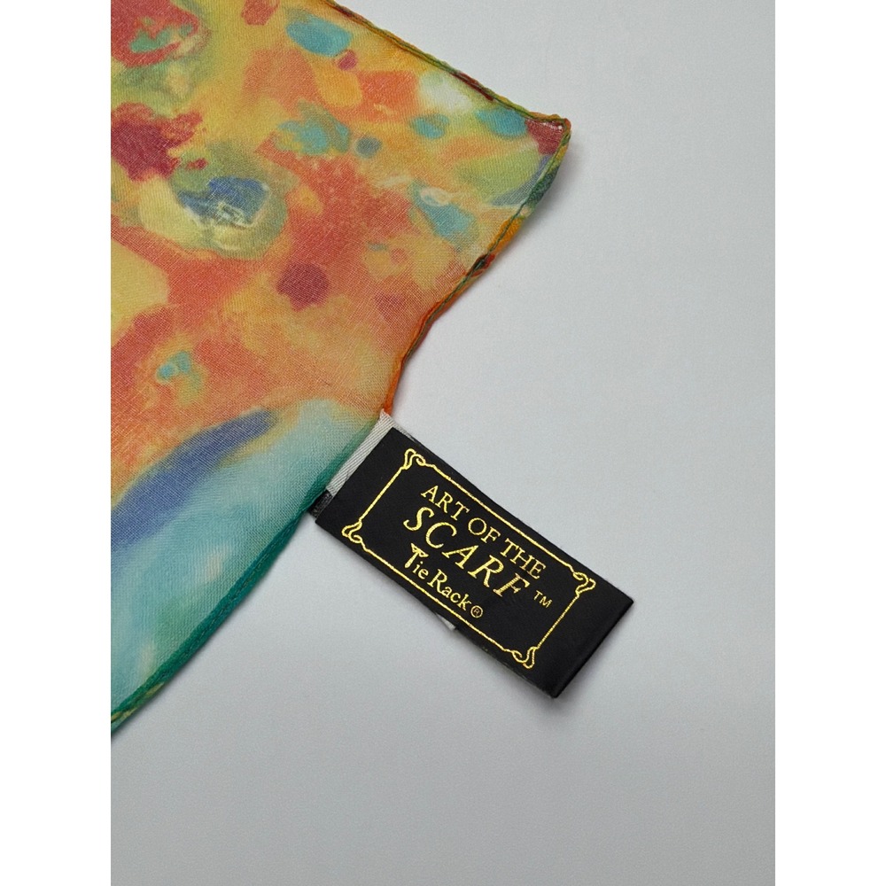 Art of the Scarf‎ Tie Rack made in Italy Floral Impressionist Watercolor Scarf View 5